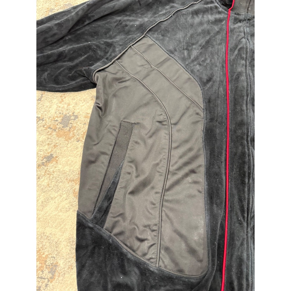 Akademiks Mens 3XL Velour Track Jacket Black Red Piping Full Zip Knowledge Key - Picture 4 of 11